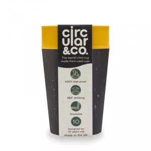 Circular Cup (227 ml) - zwart/mosterdgeel - uit papieren wegwerpbekertjes