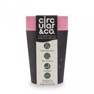 Circular Cup (227 ml) - zwart/roze - van papieren wegwerpbekertjes