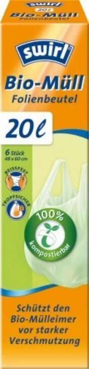 Swirl Biocomposteerbare zakken met handvaten (6st) - 20 l