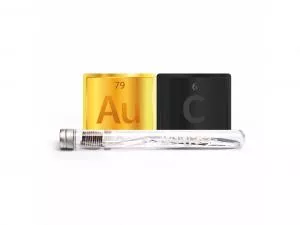 Nano-b Tandenborstel met goud en actieve kool doorschijnend - medium
